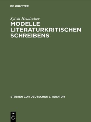 cover image of Modelle literaturkritischen Schreibens
